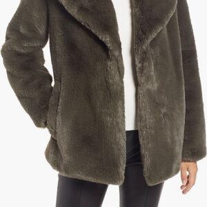 Halogen Women's Faux Fur Teddy Coat - Olive Green